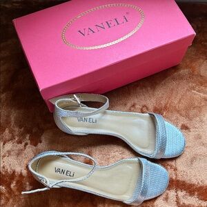 Vaneli Shimmering Silver Sandals